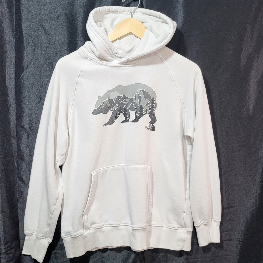 The North Face Womens White Bear Mountain Graphic Hoodie Size M Pullover Raglan*